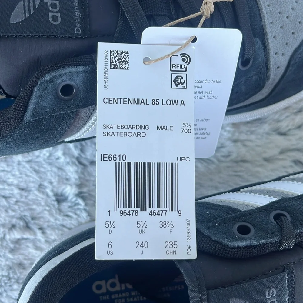 Men’s Adidas Centennial 85 Low ADV Black and Gray Sneakers